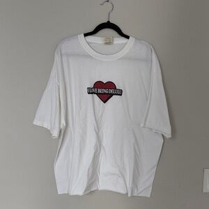 White T-Shirt with Heart Graphic
